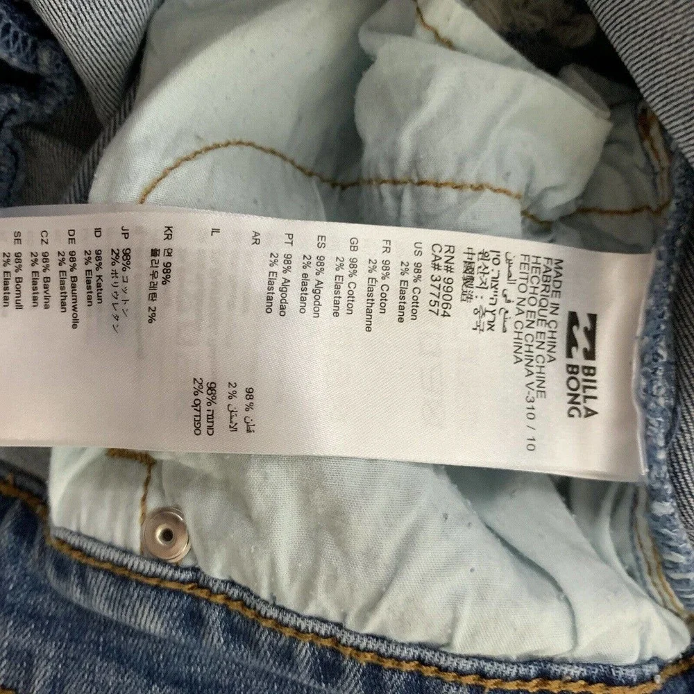 Billabong Womens Lace Up Jean Denim Shorts Size 30 Distressed Cut Offs Stretch - Picture 5 of 8